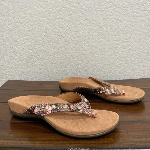 Vionic Lucia Snake Leather Jeweled Sandals Size 9 - Picture 2 of 8